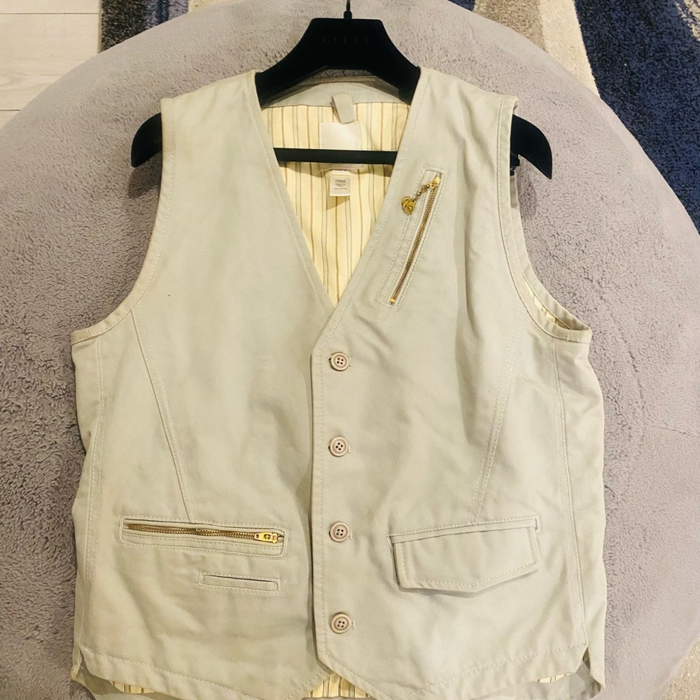 Vintage Diesel Light Gray Vest with Gold Accents